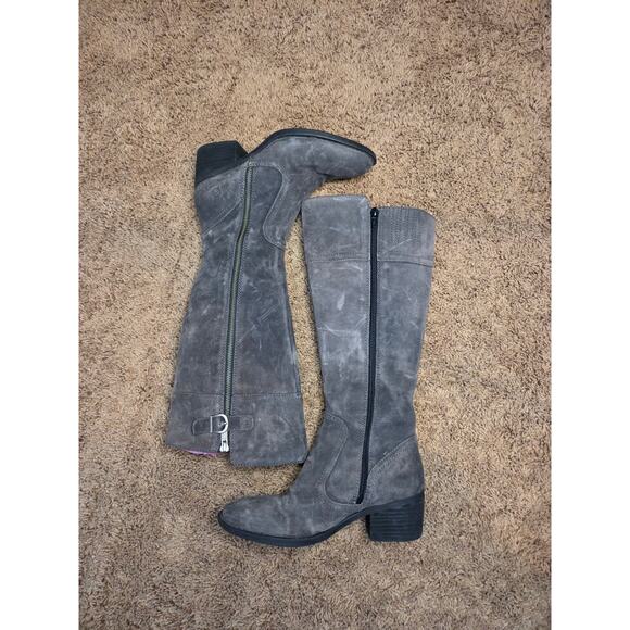 Born fannar suede leather knee high heeled boot riding boots grey 7 - Picture 6 of 9